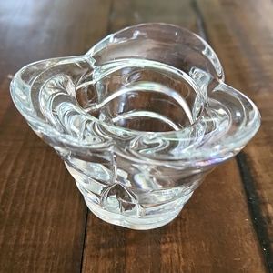 Clear Glass Petal Shaped Candle Holder 3" x 2"